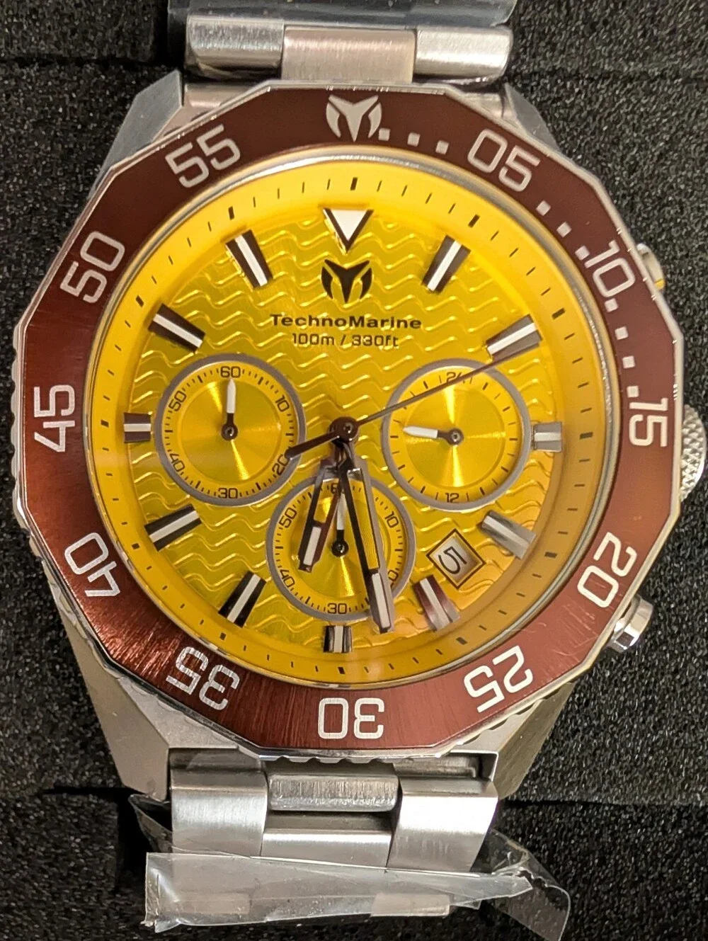 New Maroon/Gold Steel 44mm Watch TechnoMarine Mara Vivo TM-225088
